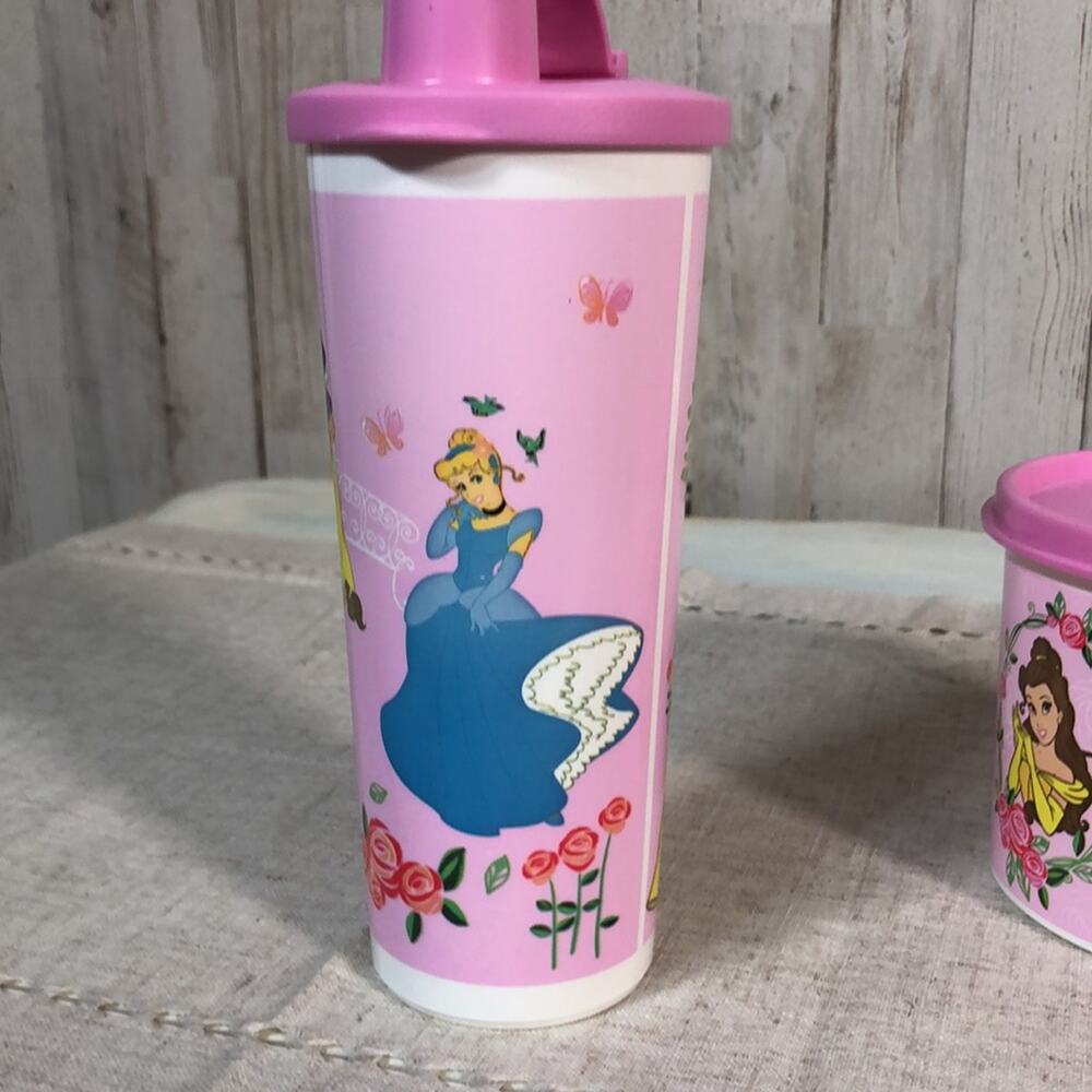 NWOT Tupperware Disney Princess Storage and Beverage Set Pink - Picture 7 of 9
